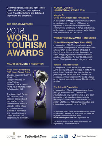 World Tourism Awards, 2018